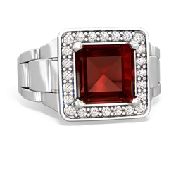 Garnet Men's Watch 14K White Gold ring R0510