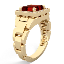 Garnet Men's Watch 14K Yellow Gold ring R0510