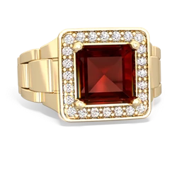 Garnet Men's Watch 14K Yellow Gold ring R0510