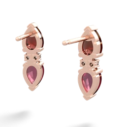 Garnet Bowtie Drop 14K Rose Gold earrings E0865