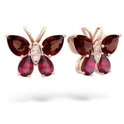 Garnet Butterfly 14K Rose Gold earrings E2215