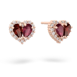 Garnet Halo 14K Rose Gold earrings E7008