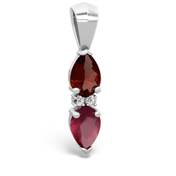 Garnet Bowtie Drop 14K White Gold pendant P0865