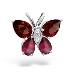 Garnet Butterfly 14K White Gold pendant P2215