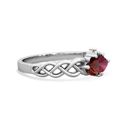 Garnet Heart To Heart Braid 14K White Gold ring R5870