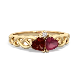 Garnet Heart To Heart Braid 14K Yellow Gold ring R5870