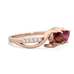 Garnet Side By Side 14K Rose Gold ring R3090