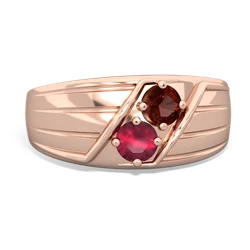 Garnet Men's Streamline 14K Rose Gold ring R0460