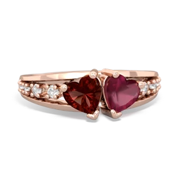 Garnet Heart To Heart 14K Rose Gold ring R3342