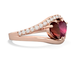 Garnet Nestled Heart Keepsake 14K Rose Gold ring R5650