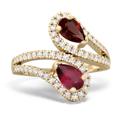 Garnet Diamond Dazzler 14K Yellow Gold ring R3000