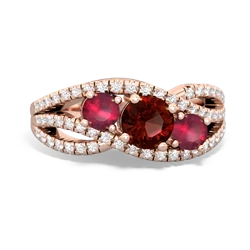 Garnet Three Stone Aurora 14K Rose Gold ring R3080