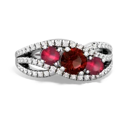 Garnet Three Stone Aurora 14K White Gold ring R3080