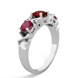 Garnet Hugs And Kisses 14K White Gold ring R5016