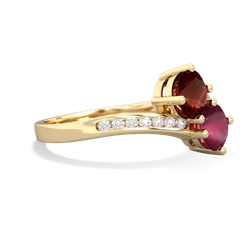 Garnet Channel Set Two Stone 14K Yellow Gold ring R5303