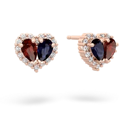 Garnet Halo 14K Rose Gold earrings E7008