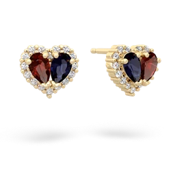 Garnet Halo 14K Yellow Gold earrings E7008