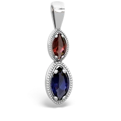 Garnet Antique-Style Halo 14K White Gold pendant P5700