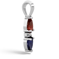 Garnet Bowtie Drop 14K White Gold pendant P0865