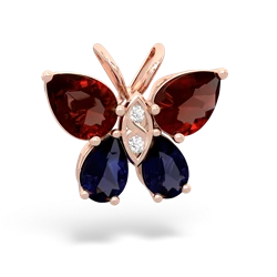 Garnet Butterfly 14K Rose Gold pendant P2215