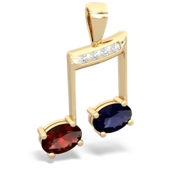 Garnet Color Of Music 14K Yellow Gold pendant P3334