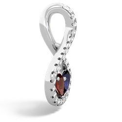 Garnet Pave Twist 'One Heart' 14K White Gold pendant P5360