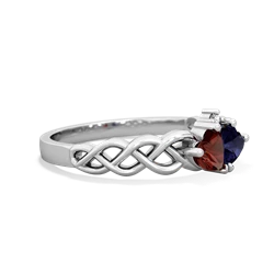 Garnet Heart To Heart Braid 14K White Gold ring R5870