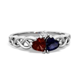 Garnet Heart To Heart Braid 14K White Gold ring R5870