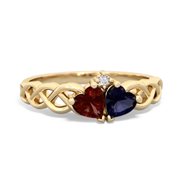 Garnet Heart To Heart Braid 14K Yellow Gold ring R5870