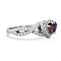 Garnet Diamond Twist 'One Heart' 14K White Gold ring R2640HRT