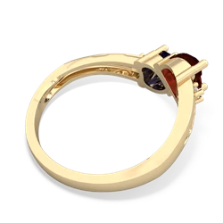 Garnet Snuggling Hearts 14K Yellow Gold ring R2178