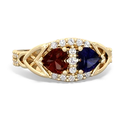 Garnet Sparkling Celtic Knot 14K Yellow Gold ring R2645