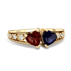 Garnet Heart To Heart 14K Yellow Gold ring R3342