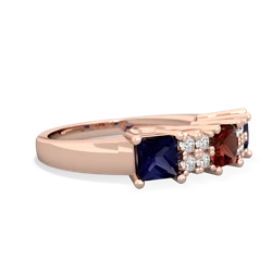 Garnet Three Stone Diamond Cluster 14K Rose Gold ring R2592