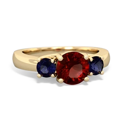 Garnet Three Stone Round Trellis 14K Yellow Gold ring R4018