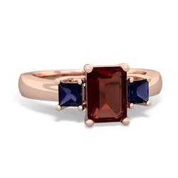 Garnet Three Stone Emerald-Cut Trellis 14K Rose Gold ring R4021