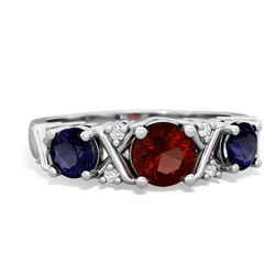 Garnet Hugs And Kisses 14K White Gold ring R5016