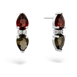 Garnet Bowtie Drop 14K White Gold earrings E0865