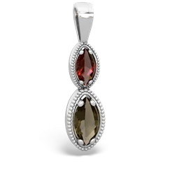 Garnet Antique-Style Halo 14K White Gold pendant P5700