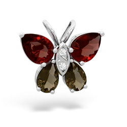 Garnet Butterfly 14K White Gold pendant P2215