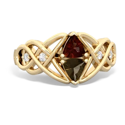 Garnet Keepsake Celtic Knot 14K Yellow Gold ring R5300