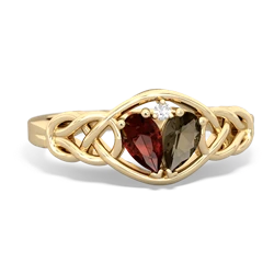 Garnet Celtic Love Knot 14K Yellow Gold ring R5420