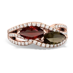 Garnet Diamond Rivers 14K Rose Gold ring R3070