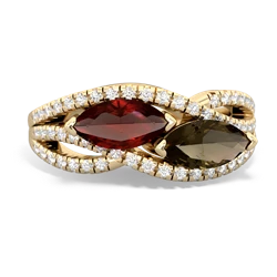 Garnet Diamond Rivers 14K Yellow Gold ring R3070