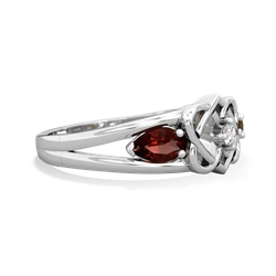 Garnet Hearts Intertwined 14K White Gold ring R5880