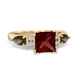 Garnet 6Mm Princess Eternal Embrace Engagement 14K Yellow Gold ring C2002