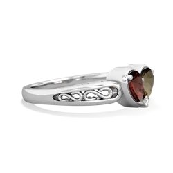 Garnet Filligree 'One Heart' 14K White Gold ring R5070