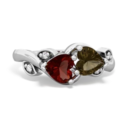 Garnet Floral Elegance 14K White Gold ring R5790