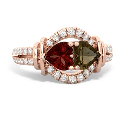 Garnet Art-Deco Keepsake 14K Rose Gold ring R5630