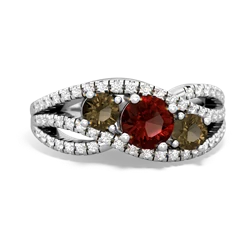 Garnet Three Stone Aurora 14K White Gold ring R3080